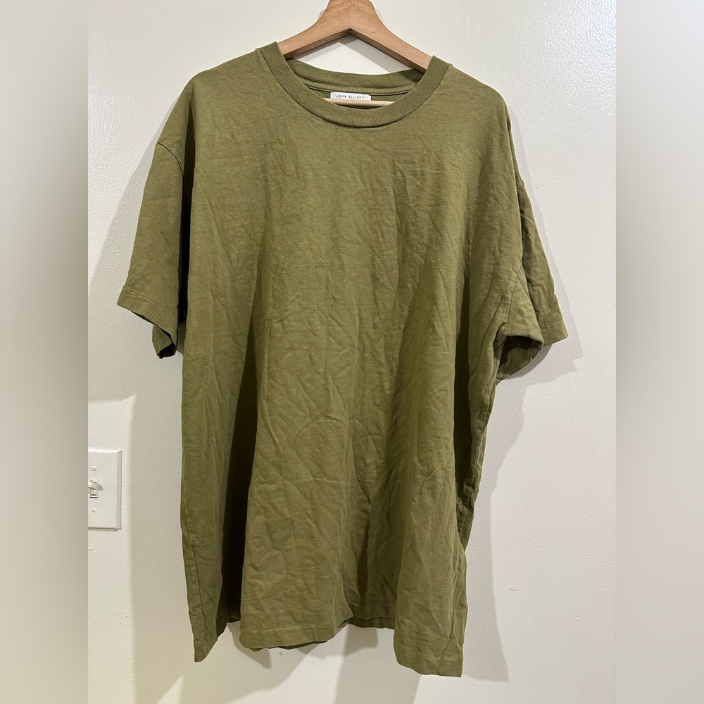 John Elliott Olive Green Women's Short Sleeve Blouse